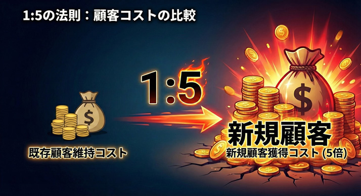 顧客コストの比較イラスト